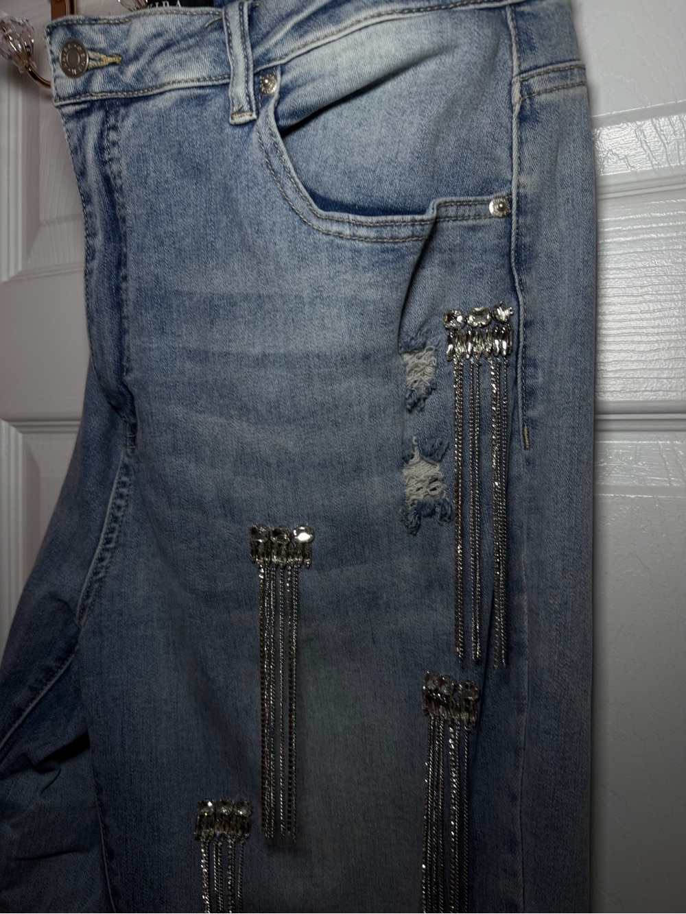 Silver Sparkle Dangled Jeans